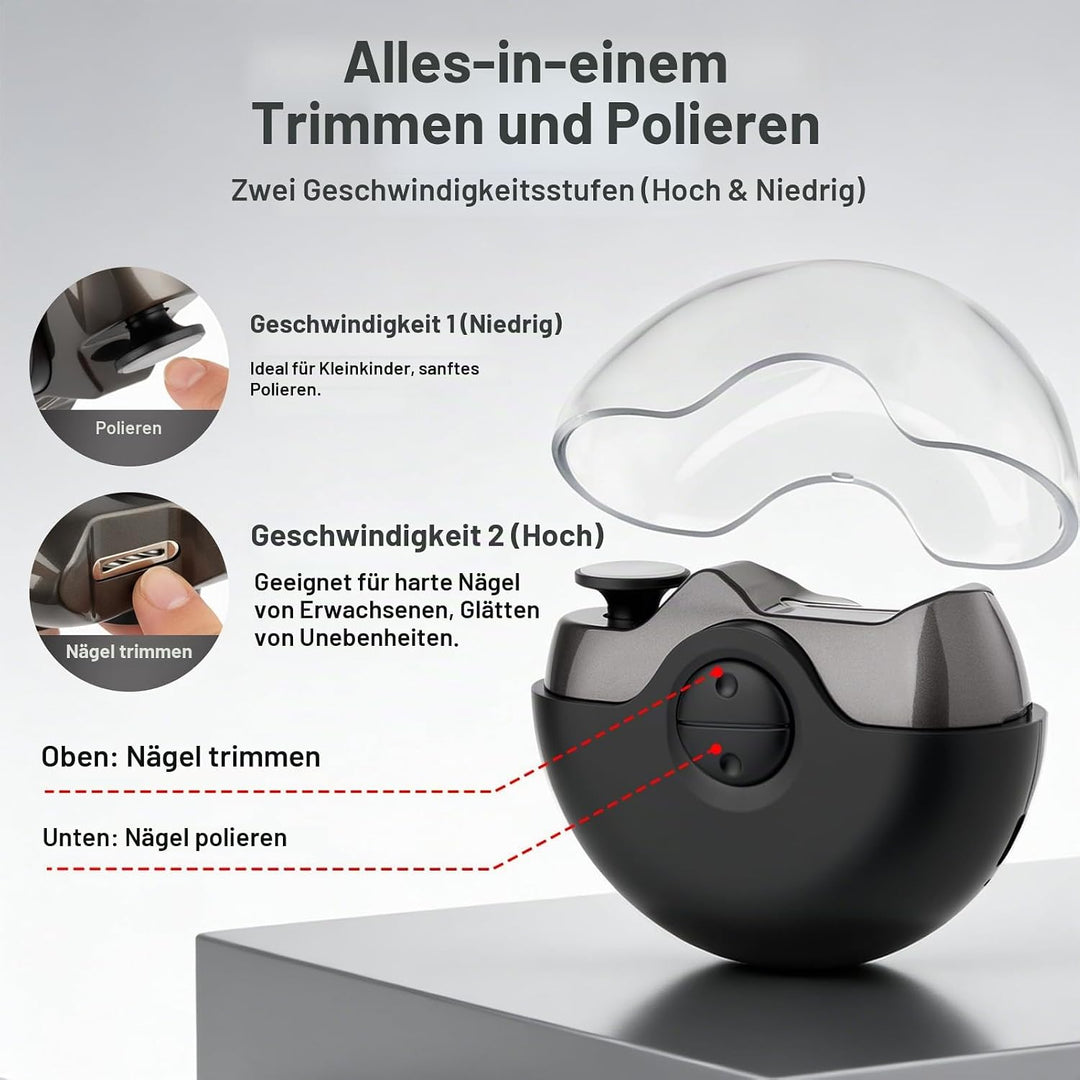 Elektrischer Nagelknipser für Senioren – 2025 Neu Nagelfräser mit LED, 3 Geschwindigkeitsstufen, Ult