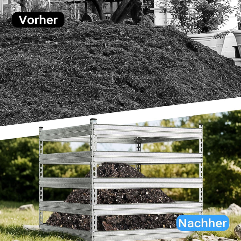 Metall Komposter Gartenkomposter 100 x 100 x 90 cm für 900 Liter Kompost Bioabfall