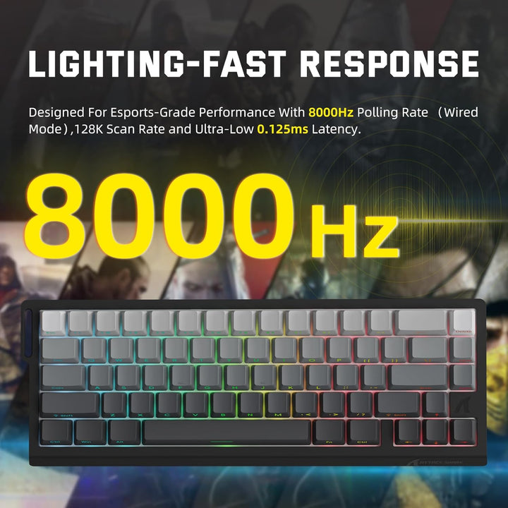 ATTACK SHARK 3-in-1 Kabellose X68PROHE-Tastatur und X11-Gaming-Maus-Kombination,BT/2,4G/Wired,8KHz-M