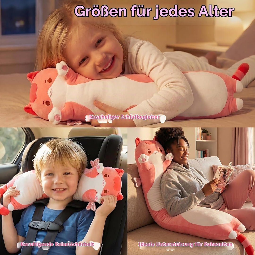 Mewaii 70CM Kuscheltier Kawaii Katzen Plüschkissen Stofftiere Lang Kätzchen Plüschtier Ausgestopftes