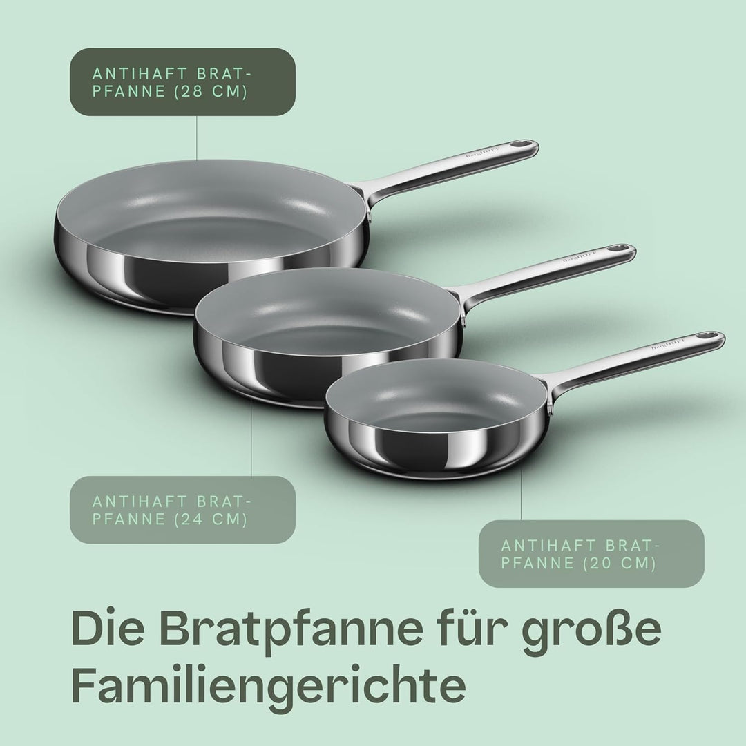 Berghoff Home Edelstahl Bratpfanne 28cm – Antihaft-Pfanne ohne PFAS – Induktionsgeeignet – kleine Pf