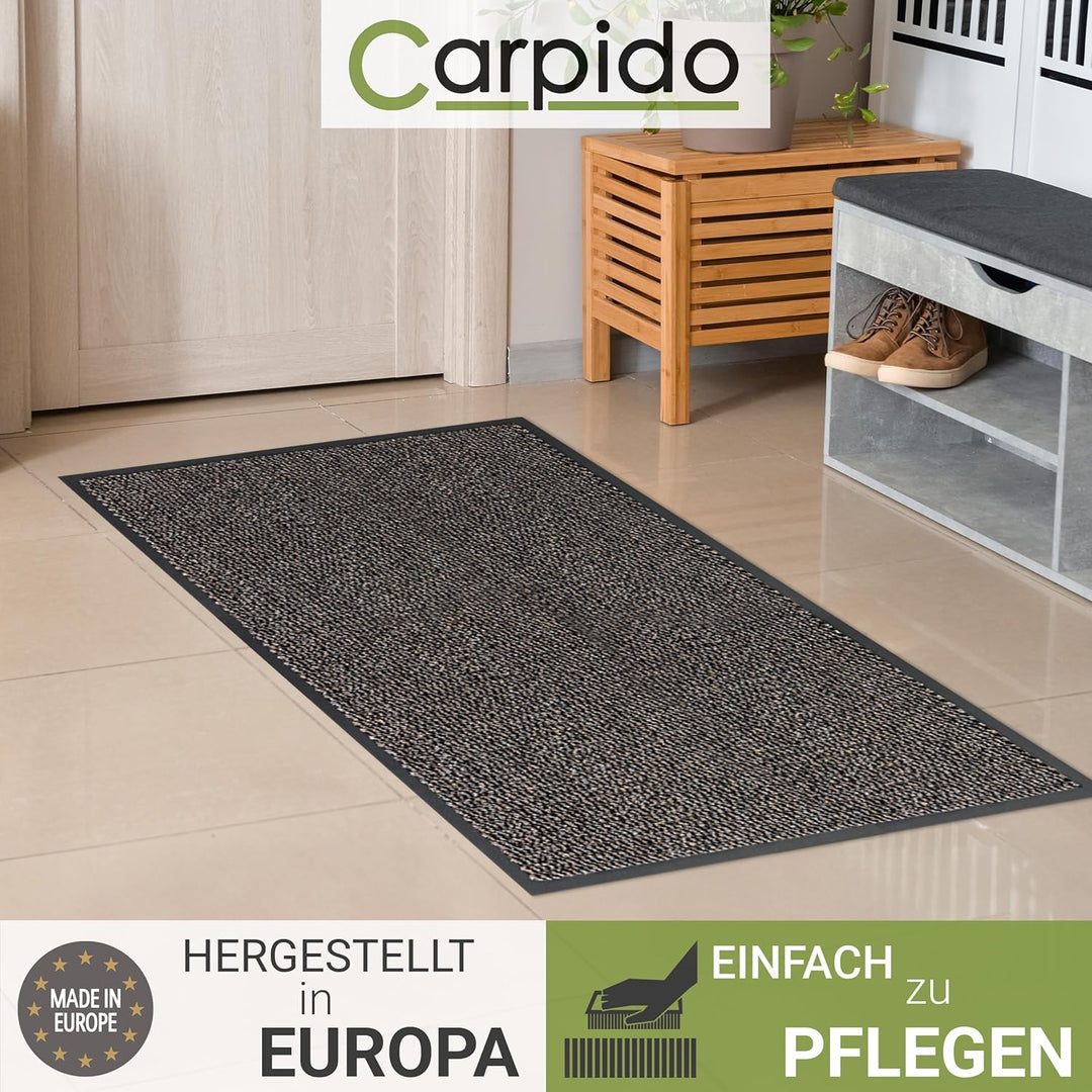 Carpido Fussmatte 60 x 80 cm Braun meliert für den Innenbereich - Klassischer Türvorleger schnelltro