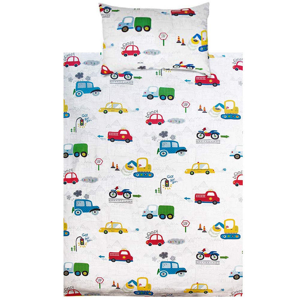 KEAYOO Kinderbettwäsche 100 x 135 100% Baumwolle Autos mit Reissverschluss für Mädchen Jungen Autos