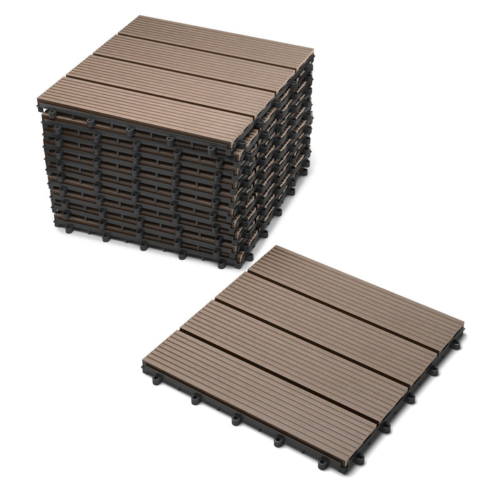 SAM Klick Fliese für 1 m², Bodenbelag mit Drainage, Schokofarben, 30 x 30 cm, 11er Set 11er Set Scho