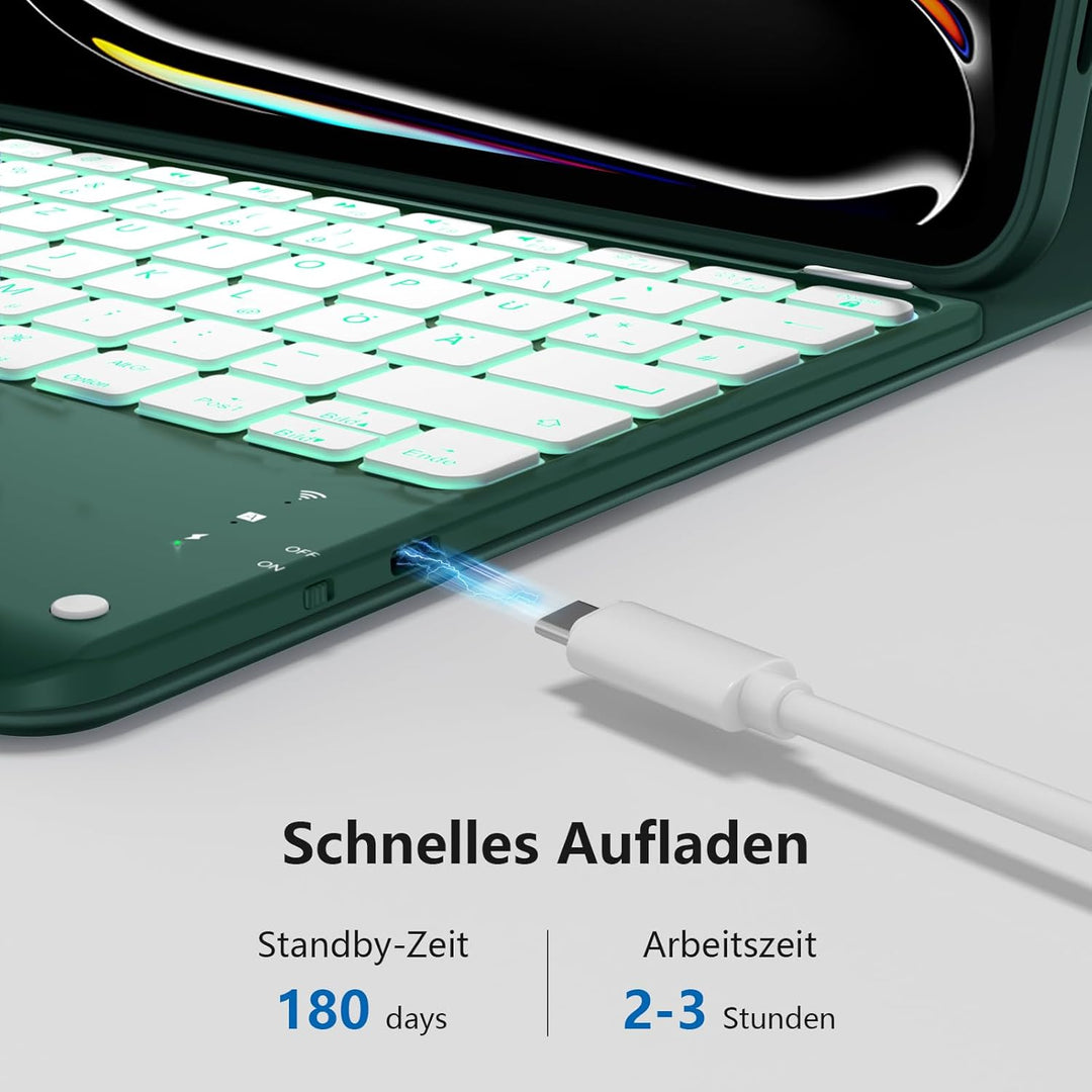 Vobafe Hülle mit Tastatur für iPad Pro 13 Zoll M5/M4 (2025/2024), Multi-Touch Trackpad Hochwertige P