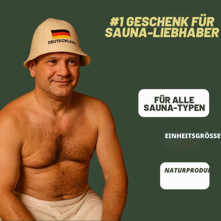 Saunahut für Damen und Herren aus Filz - Deutschland – Grau Saunahut für Herren und Damen aus 100Pro