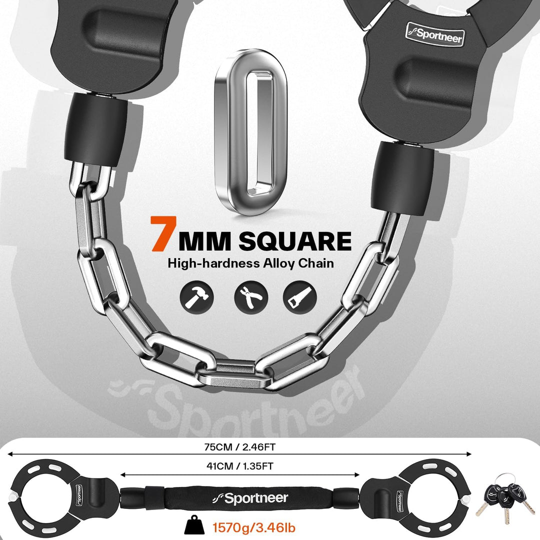 Sportneer E Scooter Schloss, 7MM x 75CM Schloss für E Scooter mit Schlüssel Fahrradschloss Ebike Hoh