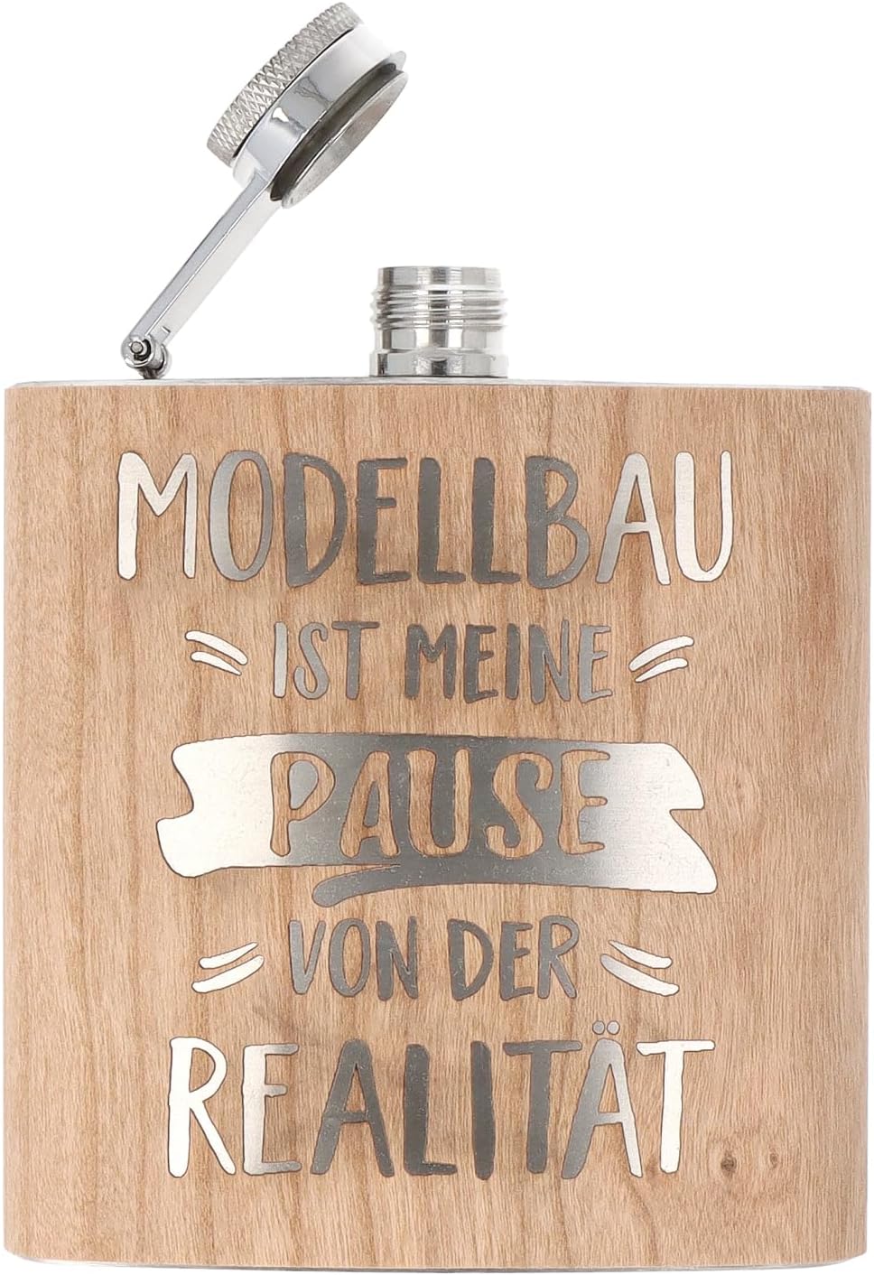 Spruchreif | Flachmann aus Edelstahl mit Gravur | Flachmann aus Holz | Outdoor Geschenk | Geschenkid