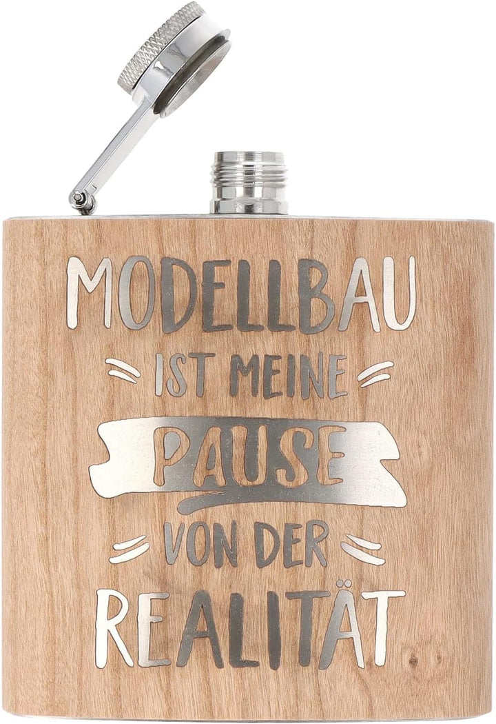 Spruchreif | Flachmann aus Edelstahl mit Gravur | Flachmann aus Holz | Outdoor Geschenk | Geschenkid