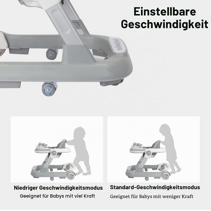 Lauflernhilfe 2-in-1: Schiebewagen für Kleinkinder mit Abnehmbarem Esstablett und Musik-Spielbrett (