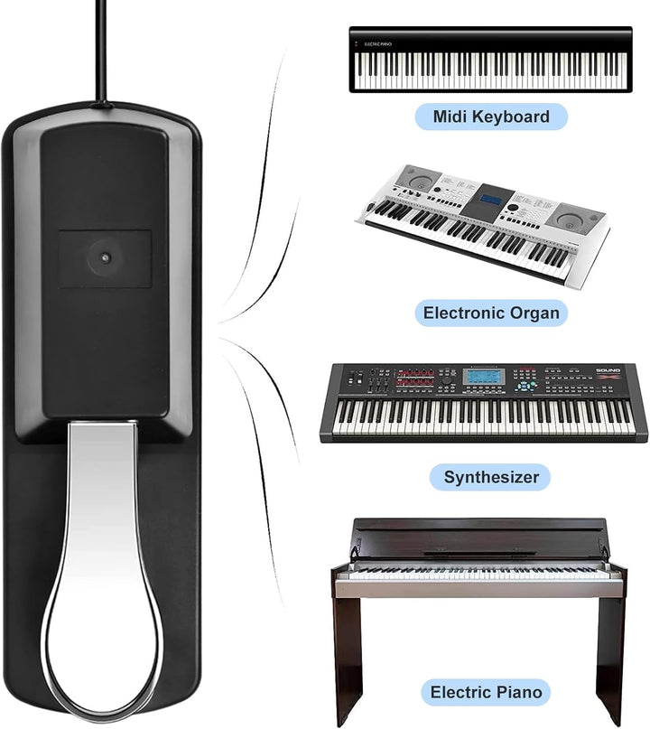 2 Stück Universelles Sustain-Pedal für Klaviertastatur, Sustain-Pedal geeignet für MIDI-Keyboard-Syn