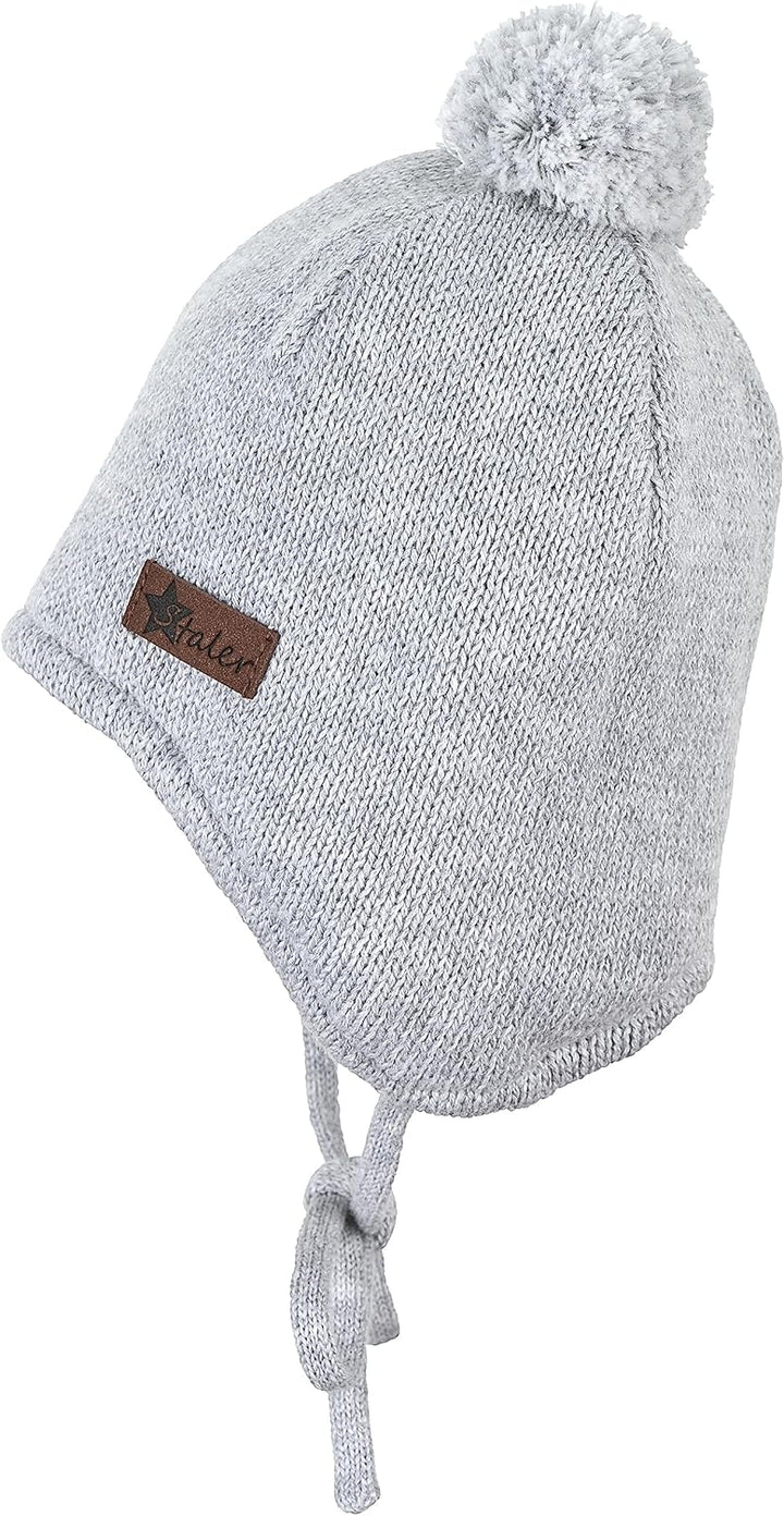 Sterntaler Unisex Ocs Strickmütze mit Bommel Mütze, Silber Melange