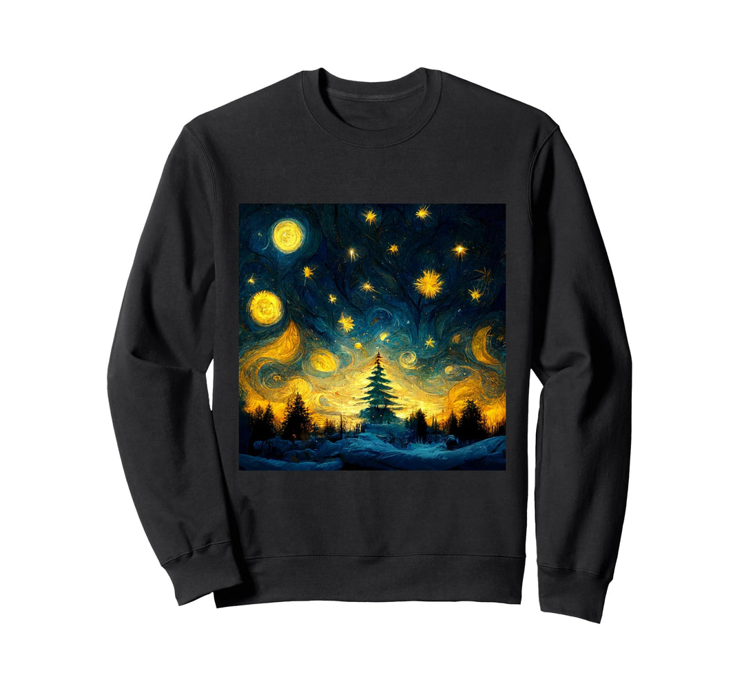 Weihnachten Winter Wald Sternennacht van Gogh Inspiration Sweatshirt