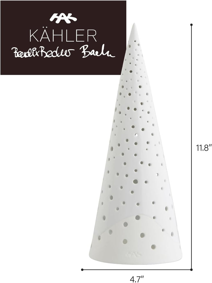 Kähler Teelichthalter hoch H30 cm Nobili Sammlerobjekt dänisches Design, Weiss 28,5 cm Schnee Weiss,