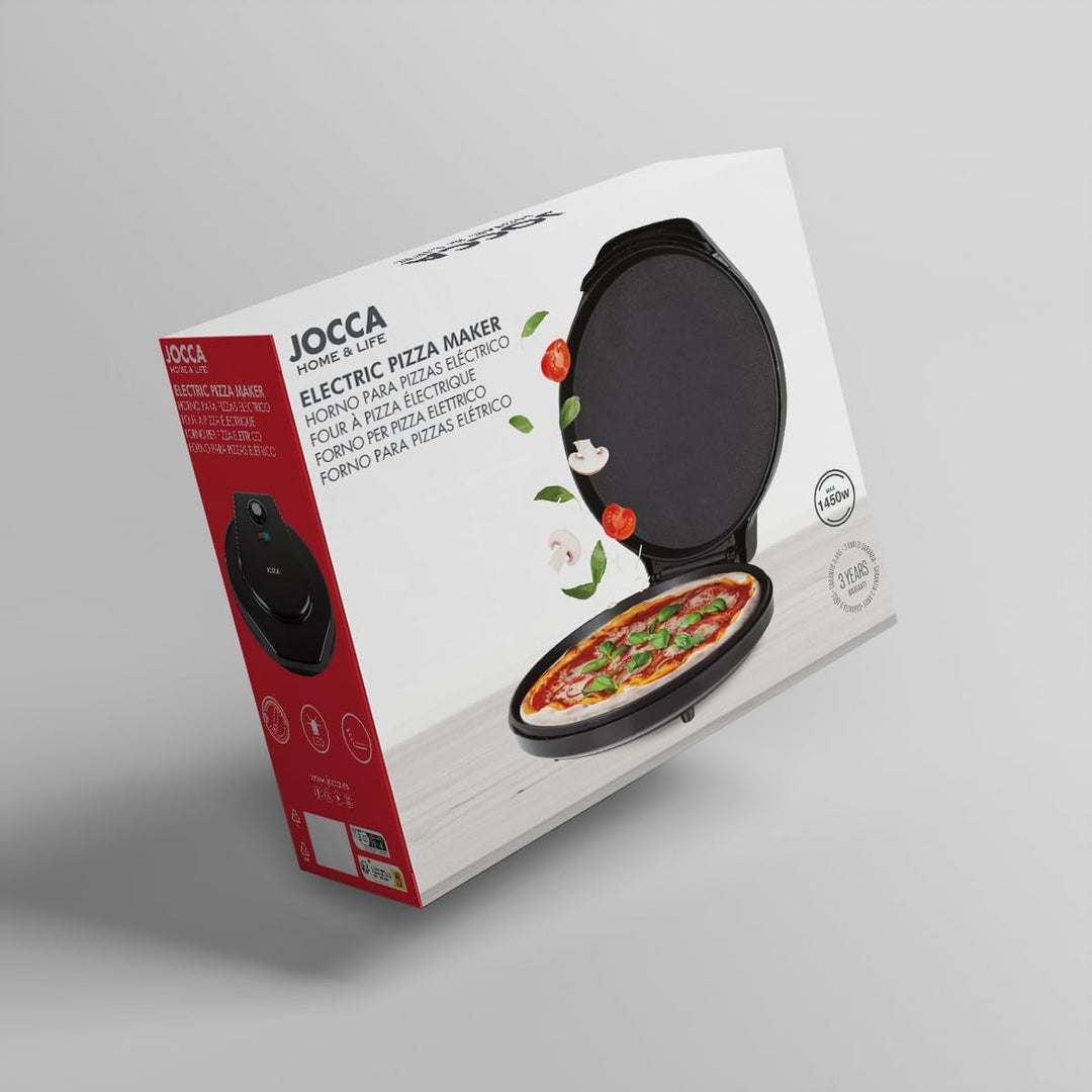 JOCCA - Elektrischer Grillofen für Pizzen 30,5 cm | Elektrischer Pizzabackofen | 90°-Öffnung | Antih