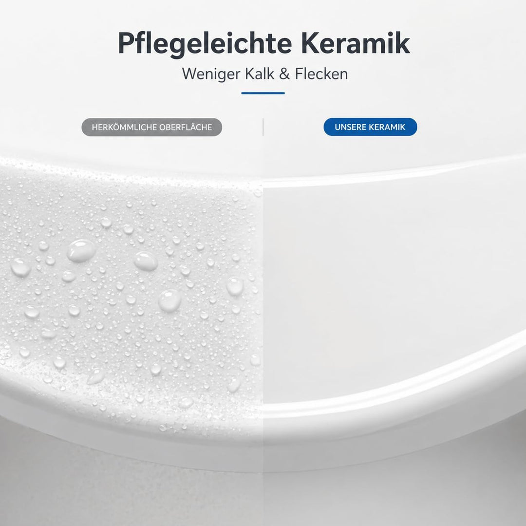 Praktisches Eckwaschbecken | Waschbecken zur Wandmontage mit Hahnloch und Überlauf | Hängewaschbecke