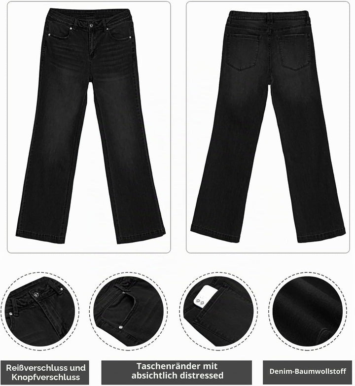 Roskiky Schlaghose Damen Jeans Wide Leg Baggy Jeans Damen High Waist Stretch Hosen Damen Jeans M Sch