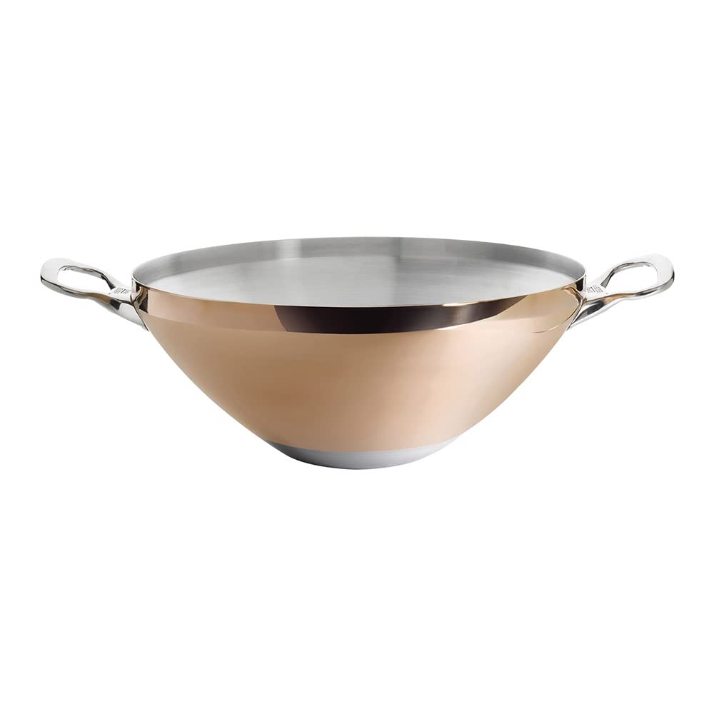 De Buyer - Wok PRIMA MATERA aus 90% Kupfer und 10% Edelstahl - mit 2 Griffen - 32cm Durchmesser - 62