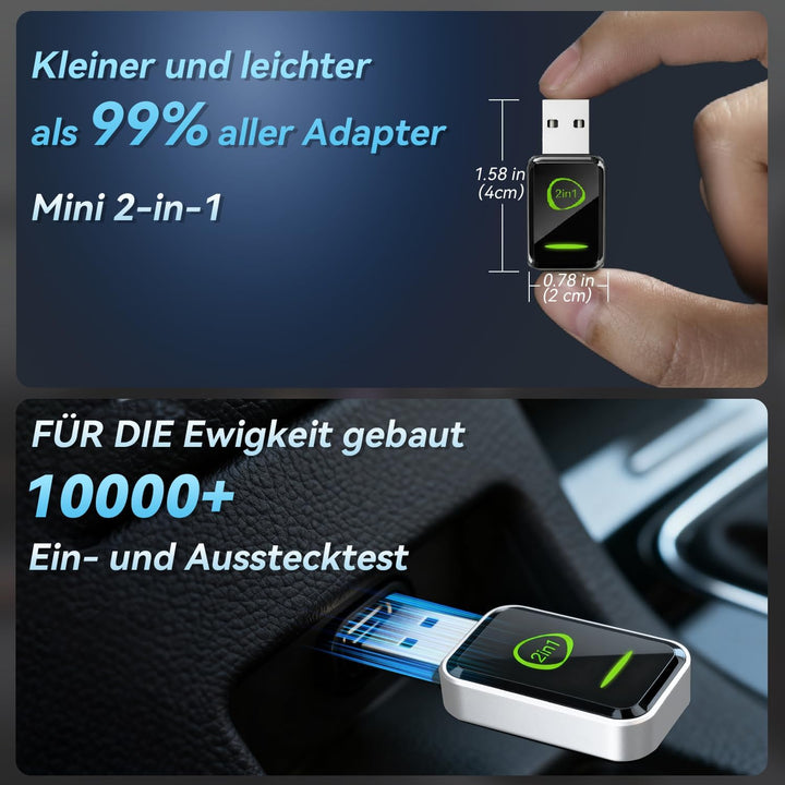 Wireless CarPlay Adapter,Android Auto Wireless Adapter,Plug & Play,Auto-Reconnect,Mini & Stabiler 2-