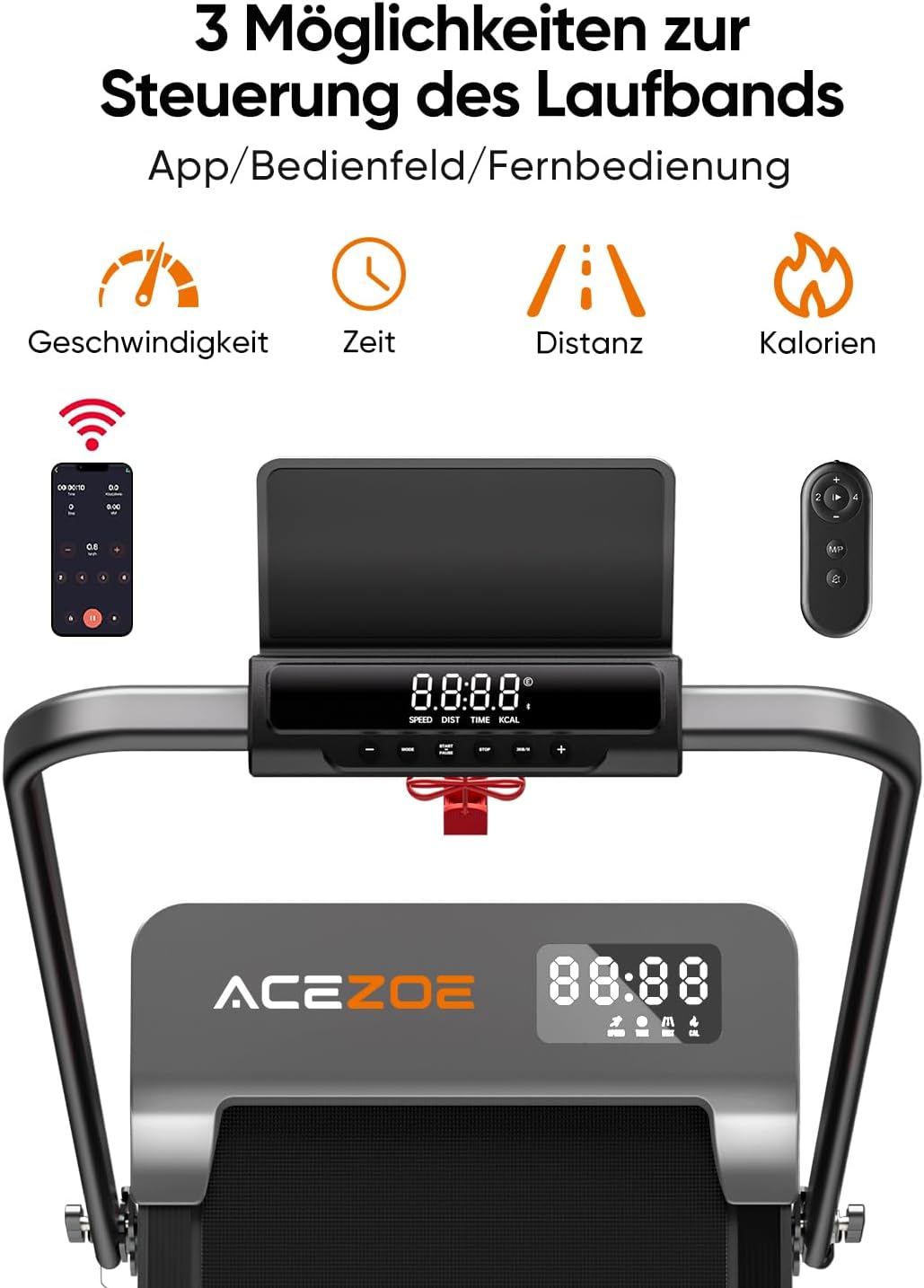 6 in 1 laufband für zuhause klappbar,Walking Pad mit Steigung 10% in 3 Stufen und Griff, Treadmill f