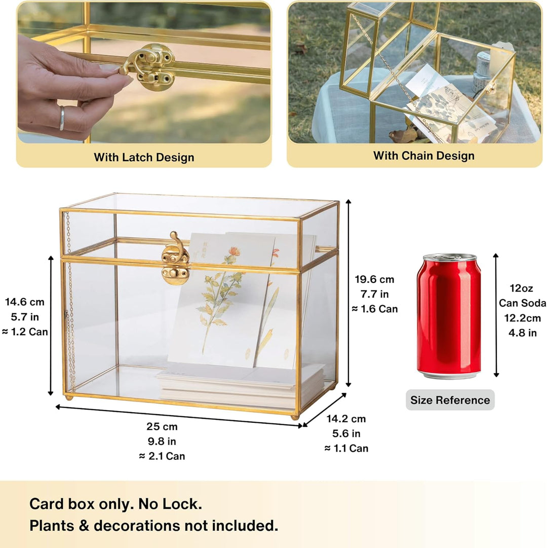 NCYP Glaskarten-Box, grosses geometrisches Terrarium, goldfarben, handgefertigt, Messing, Vintage, r