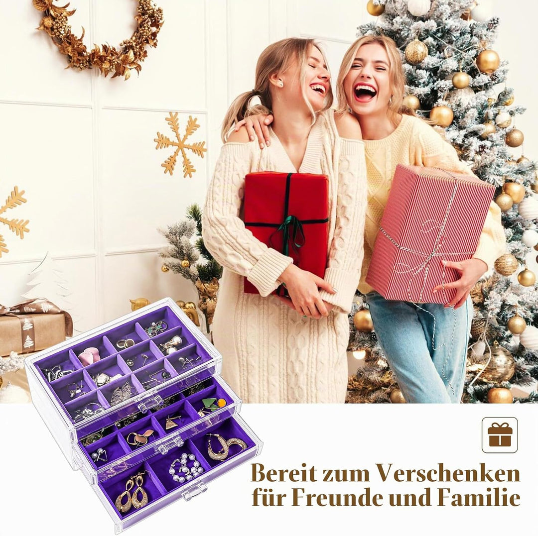 ProCase Acryl Schmuck Organizer Schmuckschatulle für Damen Durchsichtige Schmuckaufbewahrung Schmuck