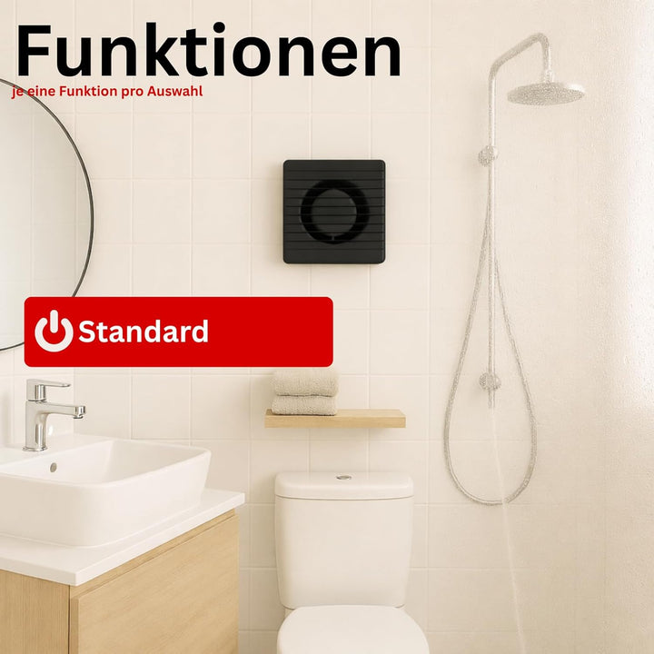 MKK Badlüfter 80mm Wandmontage Leise Lüfter Badventilator Wohnraumlüfter Schwarz (Standard), Standar