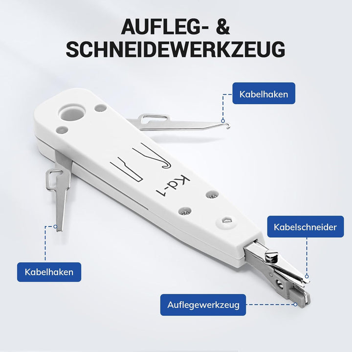 SGILE Crimpwerkzeug-Set RJ45, Werkzeug Paket für Cat5 Cat6 Cat7, Durchgangs-Abisolier und Schneidwer