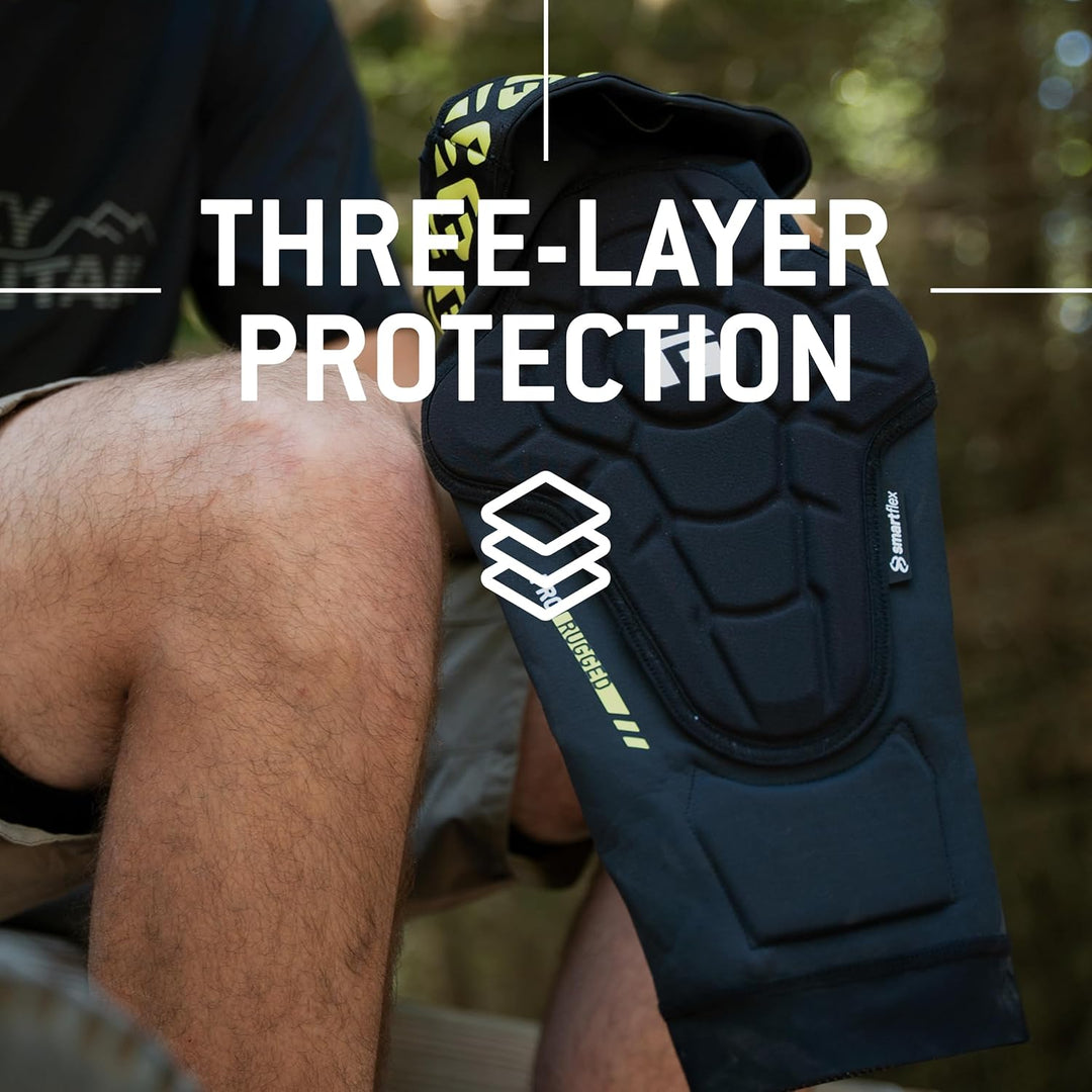 G-Form Pro Rugged 2 Knieschoner für Radsport, BMX, MTB, Downhill-Skateboard, Grösse XXL, Schwarz XXL