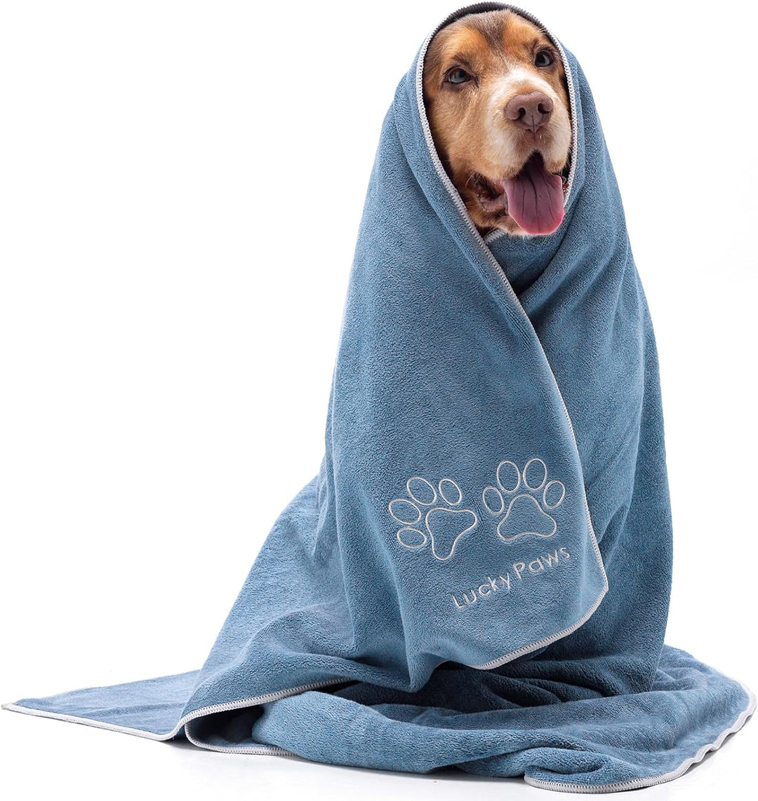Lucky Paws® Hundehandtuch - 140x70cm XL Hundehandtuch extra saugfähig - schnell trocknend, luxuriös