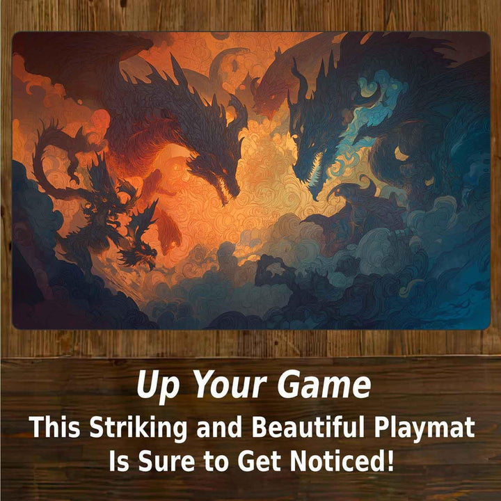 MTG Playmat 24x14 Inches Non-Slip Dragon Design Stitched Edges Smooth Surface Rubber Base TCG Game M