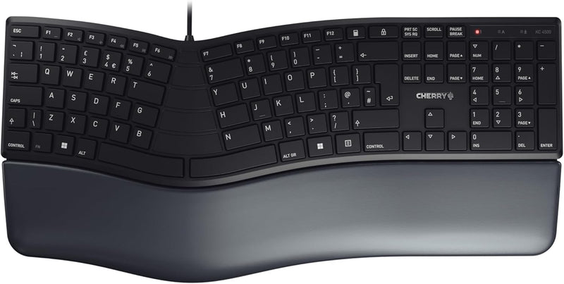 CHERRY KC 4500 ERGO, ergonomische Tastatur, Britisches Layout (QWERTY), kabelgebunden, gepolsterte H