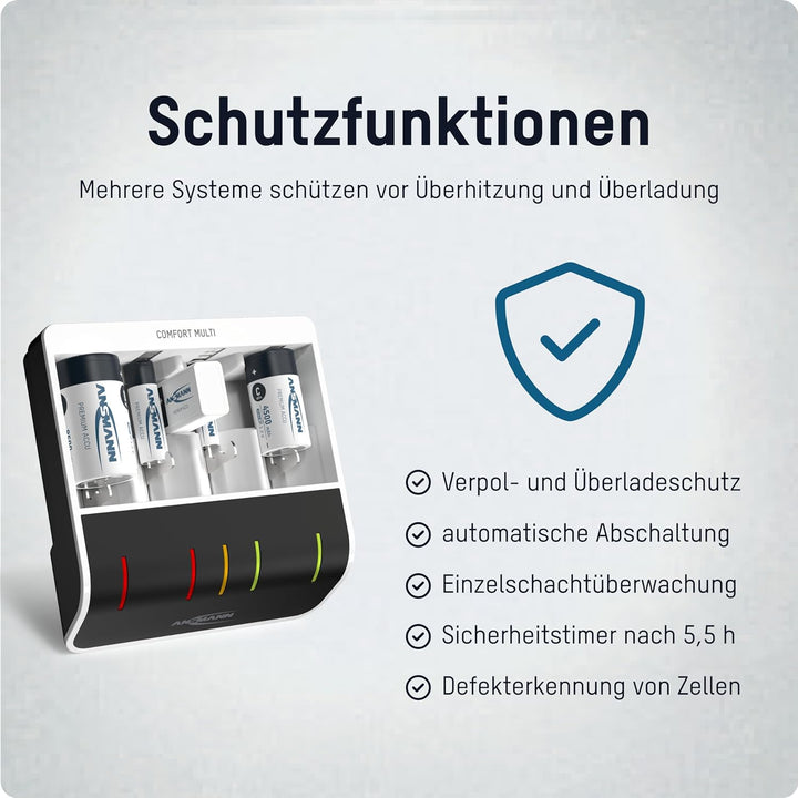 ANSMANN Akku-Ladegerät für 4x NiMH AA/AAA/C/D + 1x 9V Block Akkus - Automatik Batterieladegerät mit