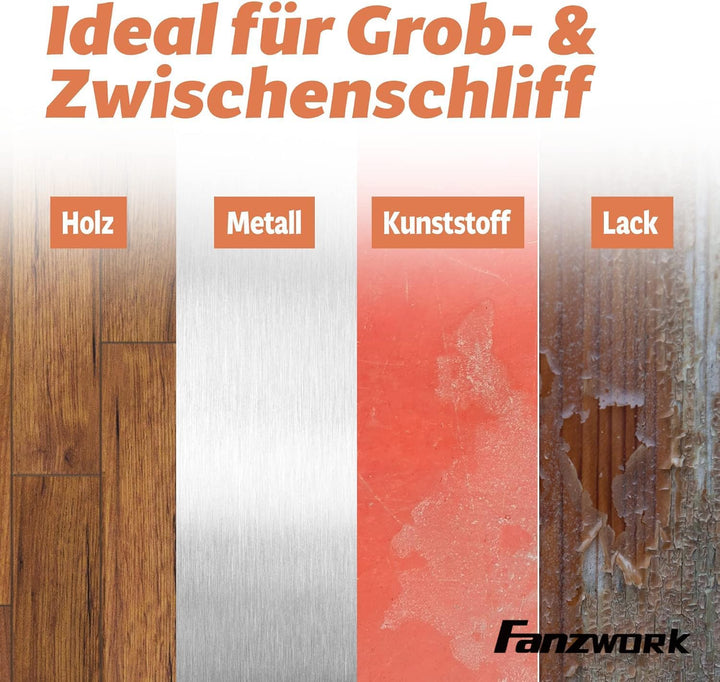 FANZWORK 30 Stück 150 mm Netz-Schleifgitter Klett für Exzenterschleifer, Korn P80 – Schleifgitter Se
