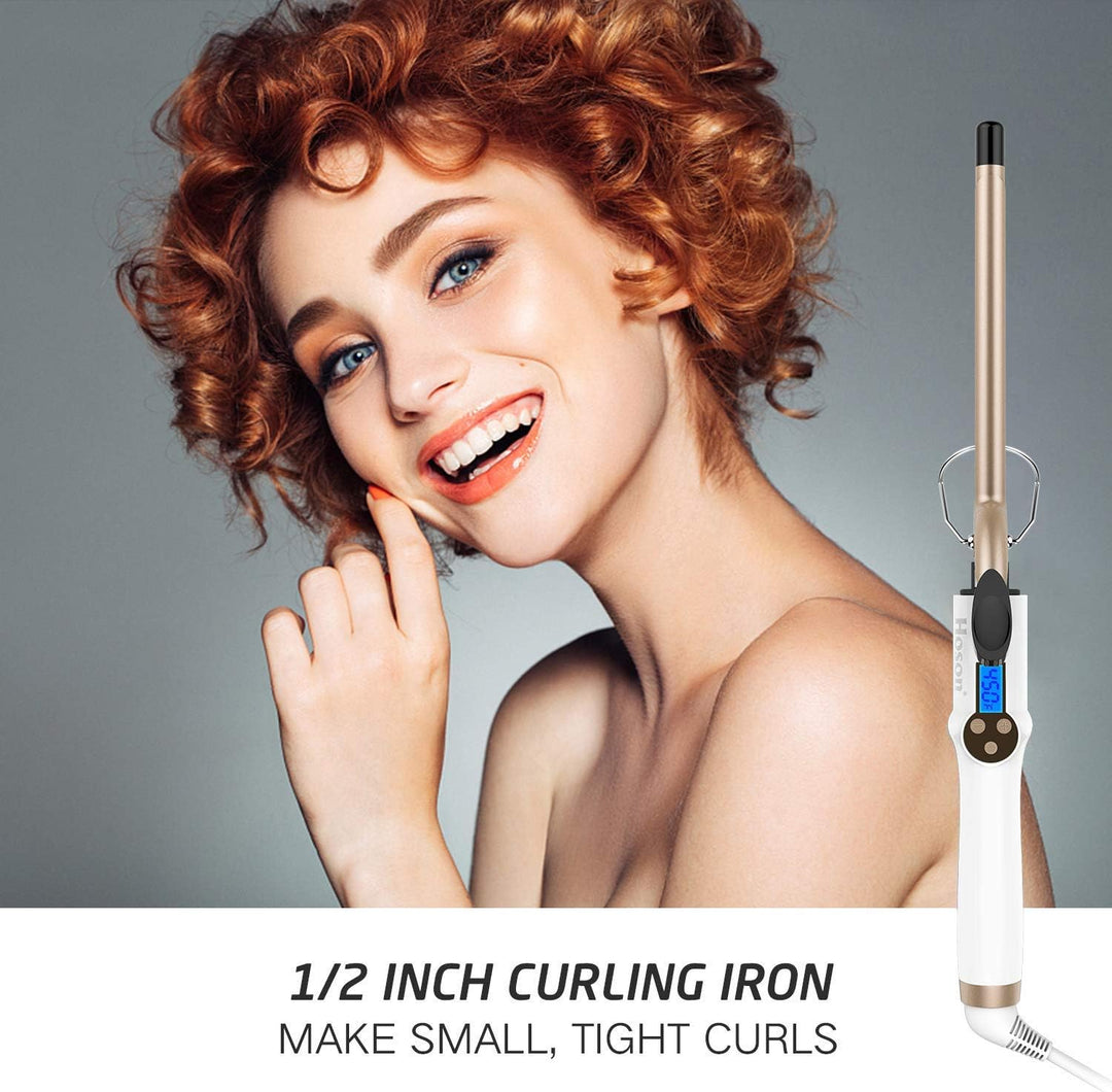 Hoson 13mm Lockenstab Pro Curl, Keramik Turmalin Beschichtung Lockenstab, LCD Display 9 Hitzeeinstel