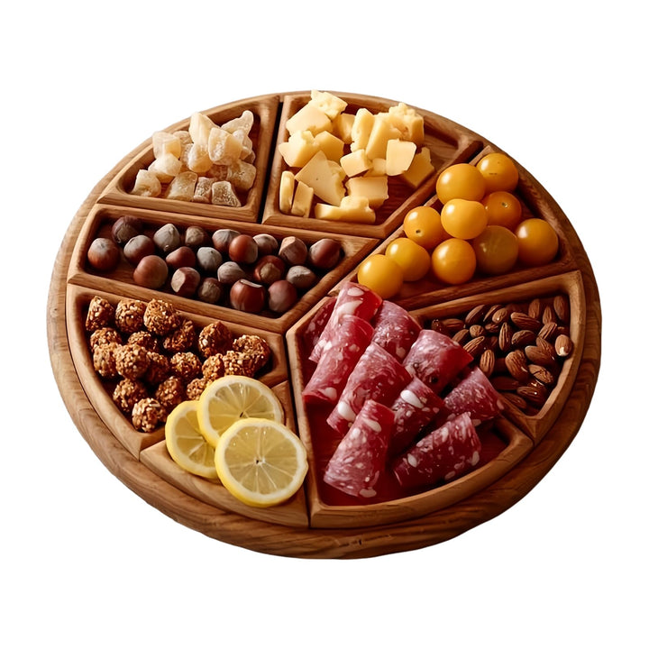 Serviertablett aus Holz | Mahlzeitentablett Puzzle mit Unterteilungen für Lebensmittel | Aufschnittb