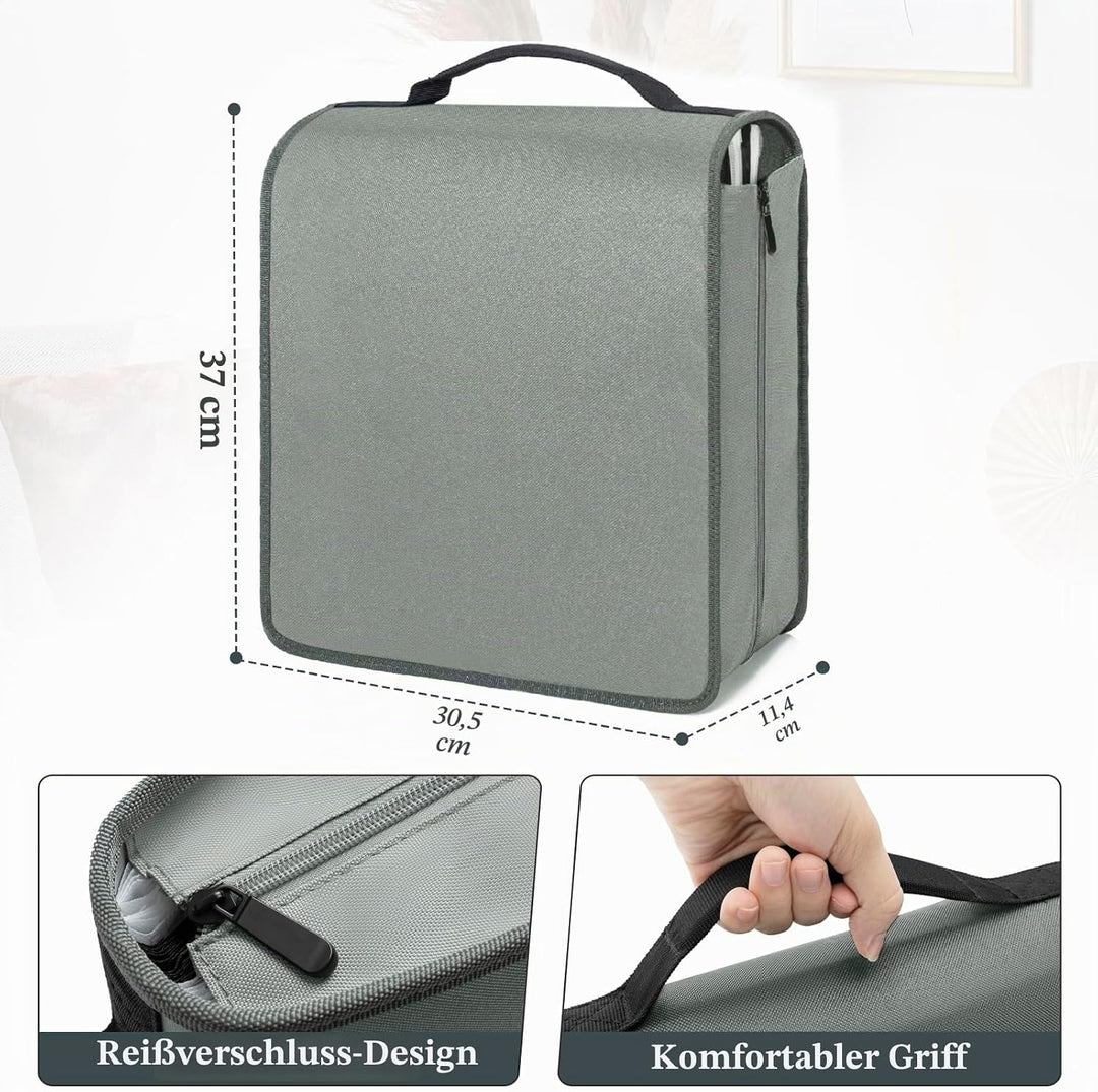 AKOZLIN DVD CD Aufbewahrungsbox mit extra Breiten Titelblättern,tragbarer Binderhalter,Brieftasche,A