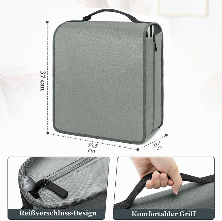 AKOZLIN DVD CD Aufbewahrungsbox mit extra Breiten Titelblättern,tragbarer Binderhalter,Brieftasche,A