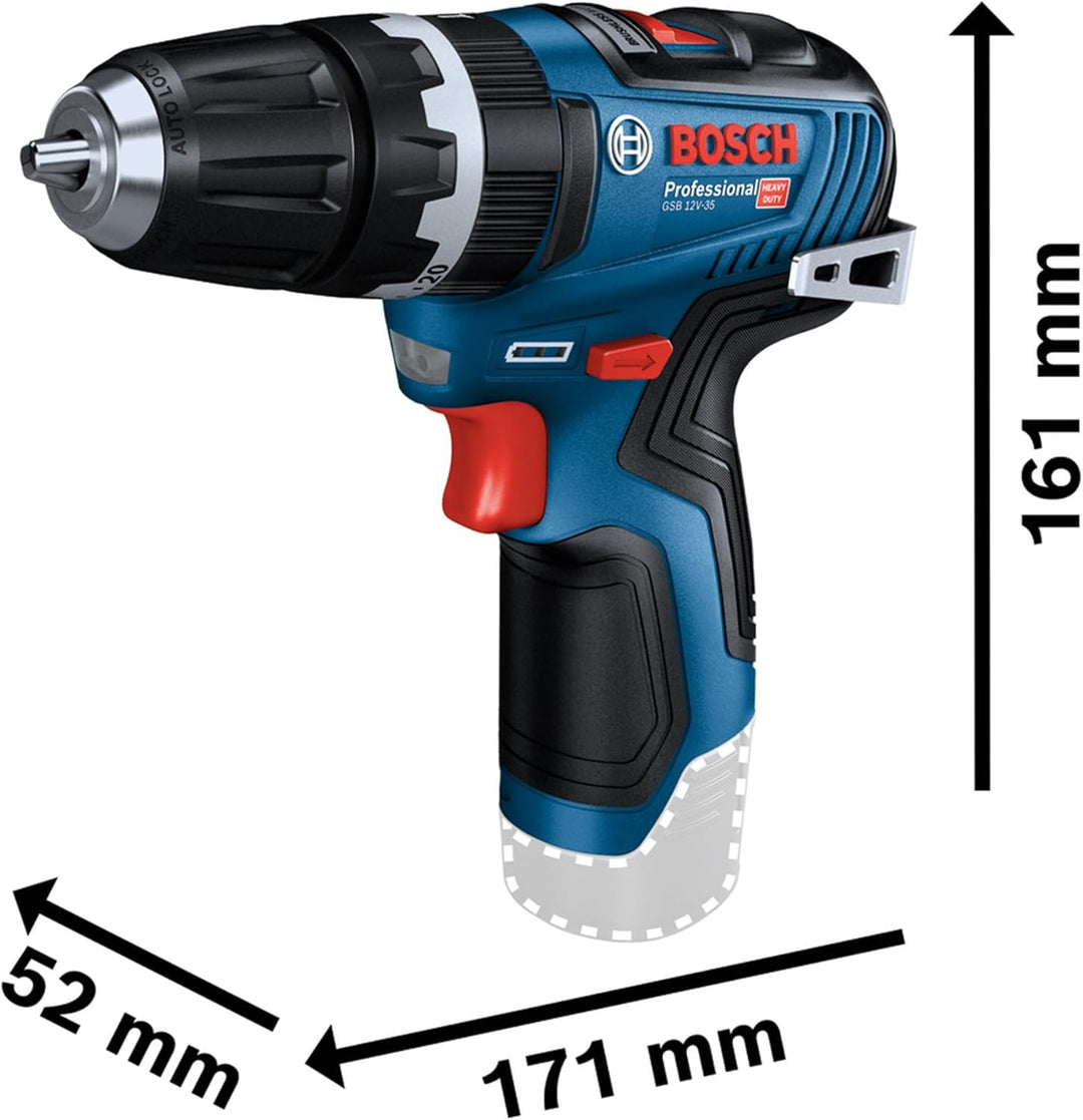 Bosch Professional 12V System Akku Schlagbohrschrauber GSB 12V-35 (Drehmoment hart/weich 20/35 Nm, i