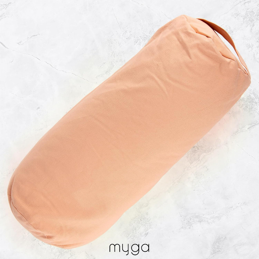 Myga Buchweizen Bolster Kissen | Ergonomisches Yoga- &amp; Meditationskissen | Abnehmbarer Bezug &amp; Natür