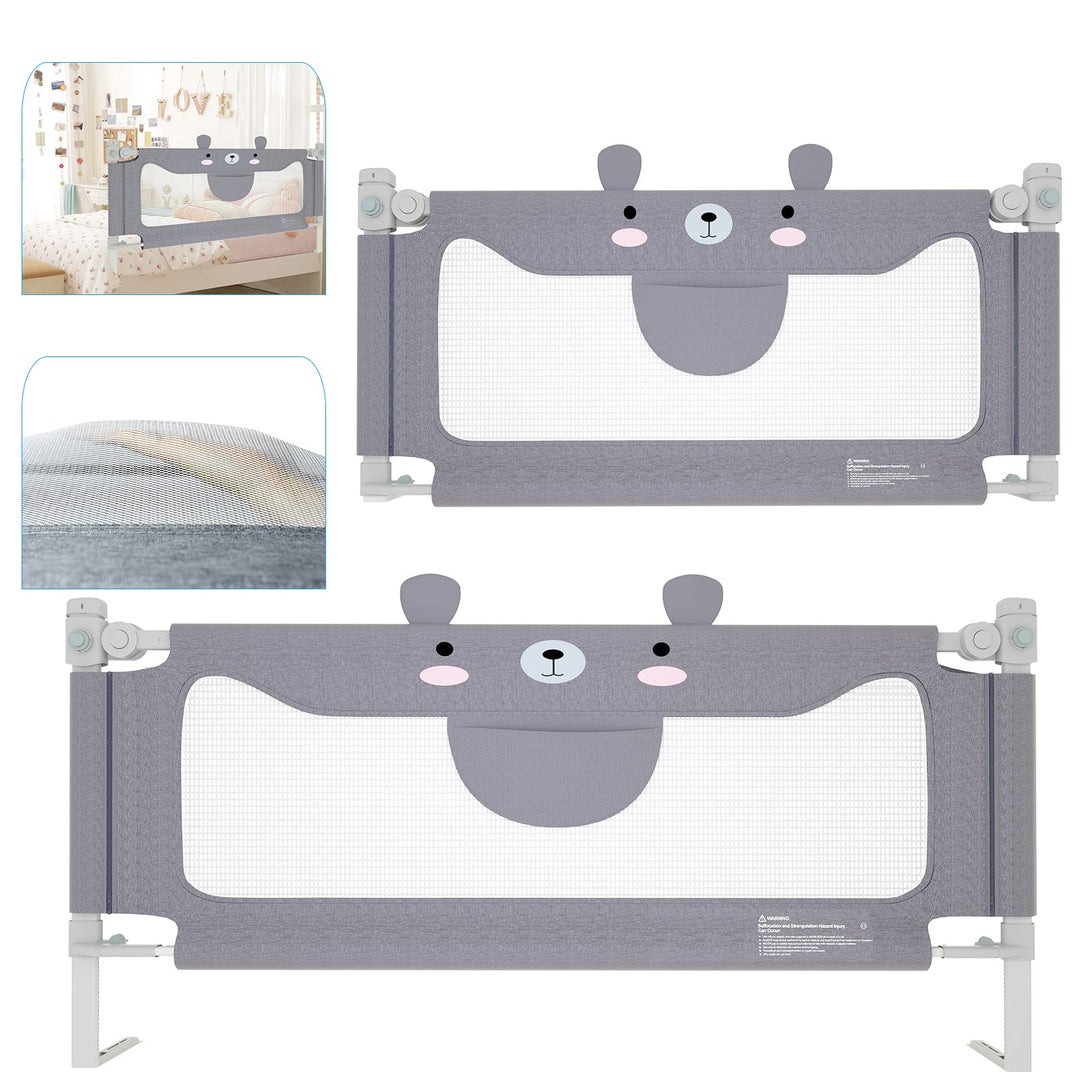 AufuN Bettgitter Rausfallschutz, 150x70cm Höhenverstellbar Kinderbettgitter mit luftiges Netz, Doppe