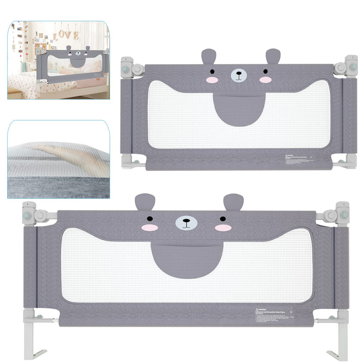 AufuN Bettgitter Rausfallschutz, 180x70cm Höhenverstellbar Kinderbettgitter mit luftiges Netz, Doppe