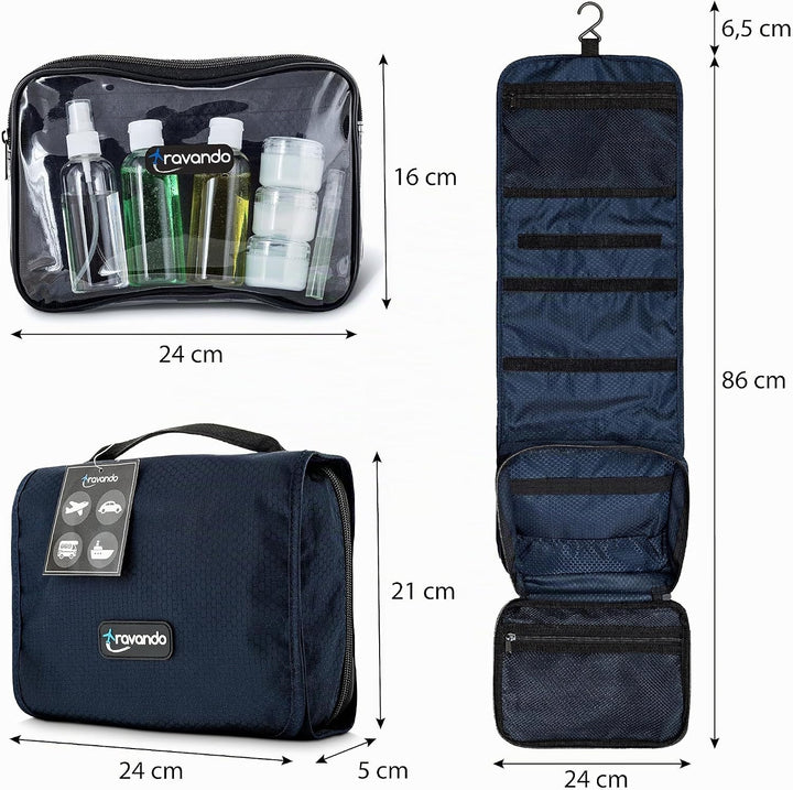 TRAVANDO Kulturbeutel Männer zum Aufhängen Kulturtasche Transparent Waschtasche Durchsichtig Waschbe