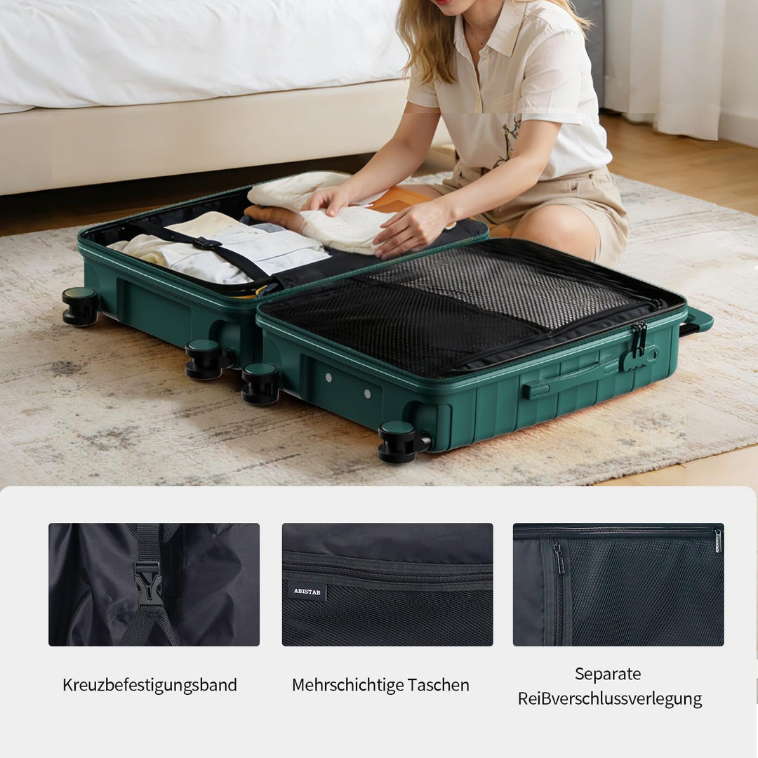Hartschalenkoffer Mittelgross aus Polypropylen - Leicht Reisekoffer | Robuster Koffer Trolley | 4 Ro