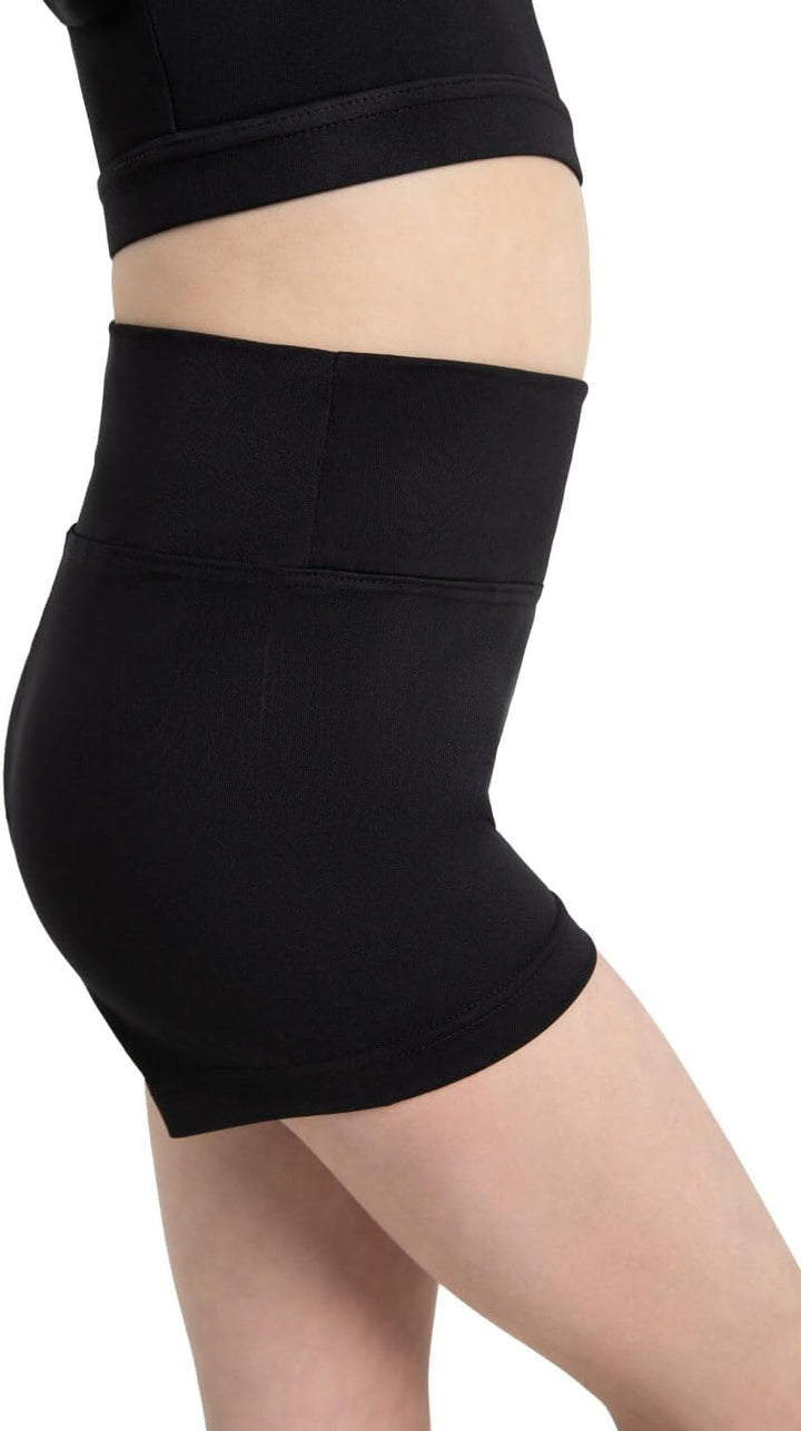 Capezio Big Girls' Team Basic High Waisted Short, Black, Large