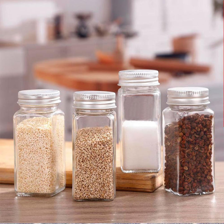 miaomiao 12 Stück Gewürzgläser Eckig Set, 120 ml Gewürzdosen Gewürze Organizer, Gewürzbehälter Spice