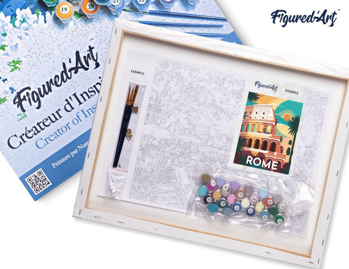 Figured'Art Malen Nach Zahlen Erwachsene Mit Rahmen Reiseplakat Rom - Paint by Numbers Basteln DIY B