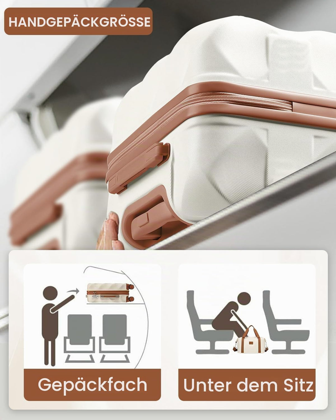 Sea choice Handgepäck Koffer Trolley ABS Leicht Reisekoffer Hardschale 4 Rollen und TSA Schloss Mit