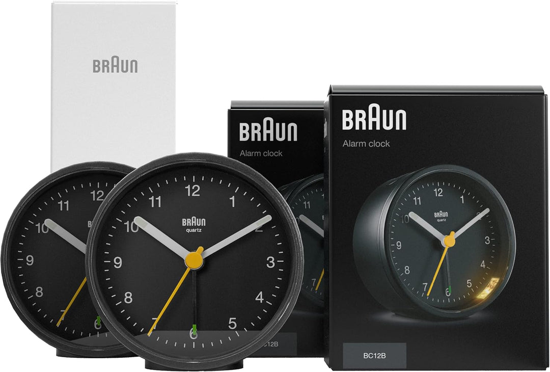 Braun Klassischer analoger Wecker mit Schlummerfunktion und Licht, ruhiges Quarzuhrwerk, Crescendo-A