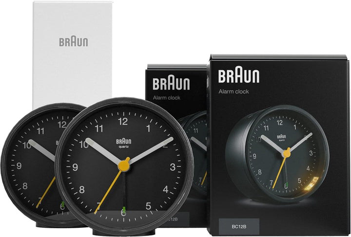 Braun Klassischer analoger Wecker mit Schlummerfunktion und Licht, ruhiges Quarzuhrwerk, Crescendo-A